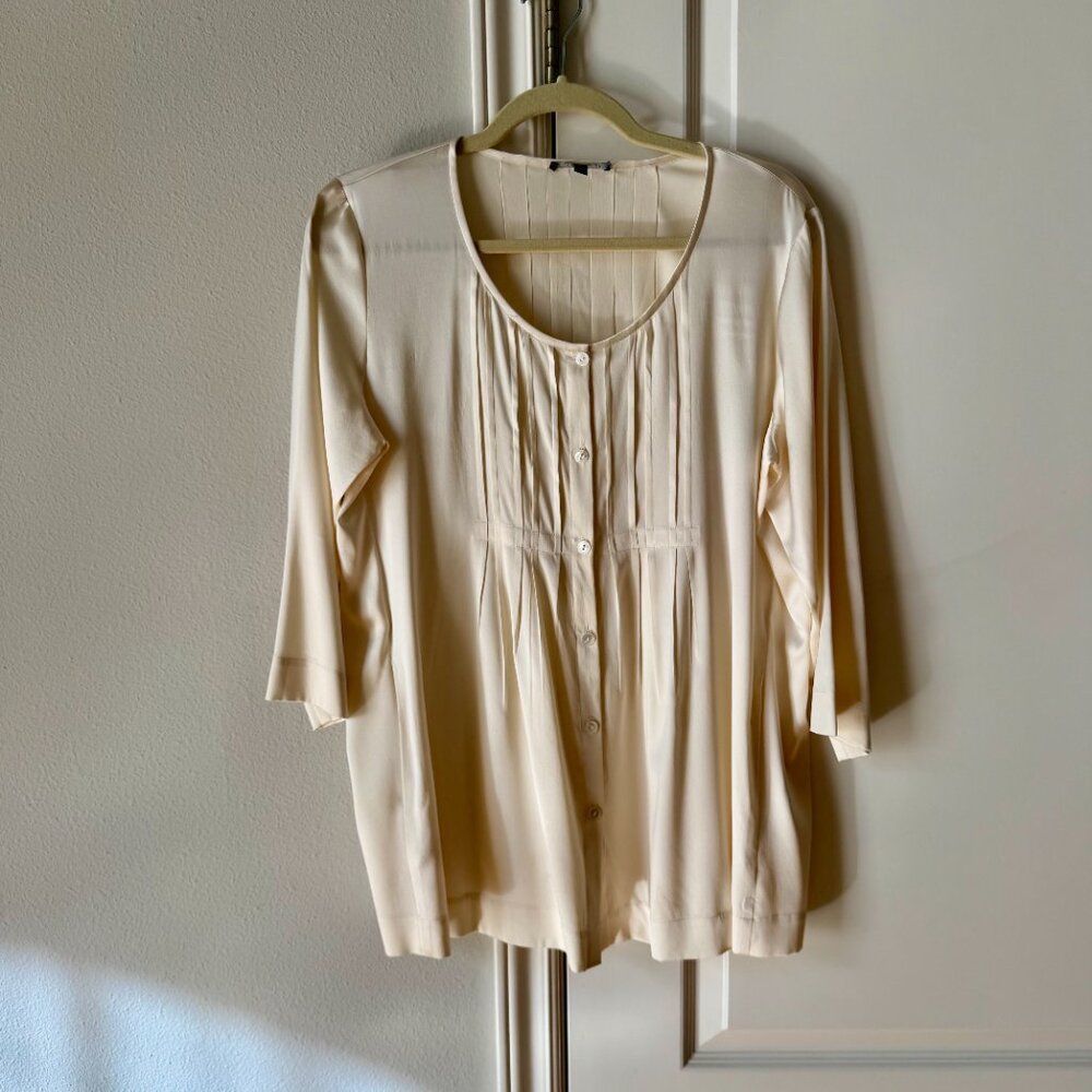 Eileen Fisher Cream Silk Blouse Size S